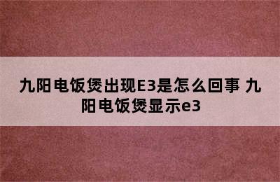 九阳电饭煲出现E3是怎么回事 九阳电饭煲显示e3